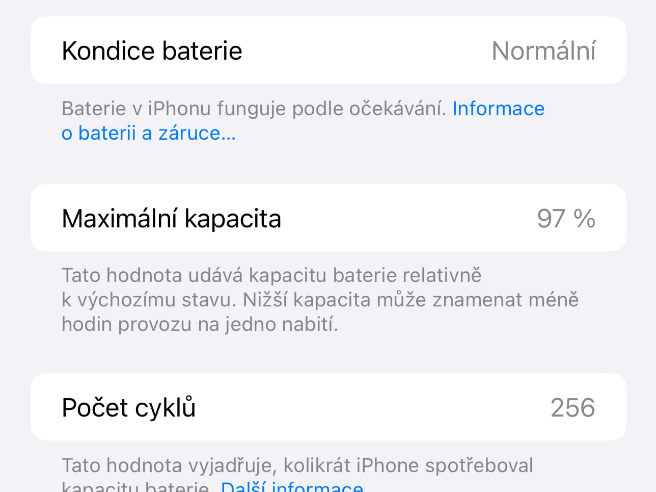 iPhone kondice baterie