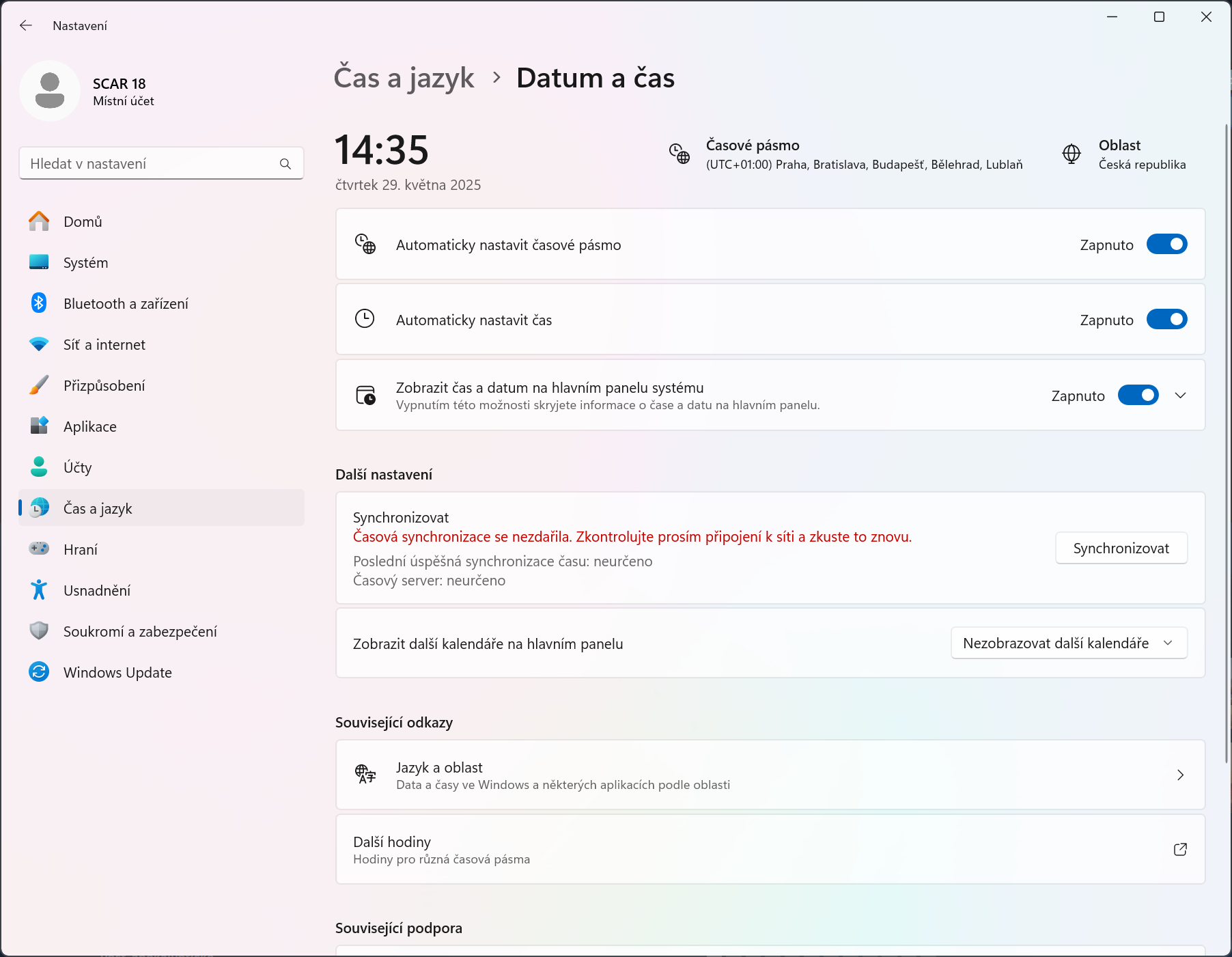 Microsoft Windows 11 synchronizace času