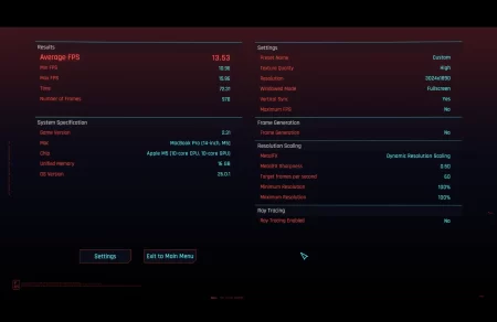 MacBook Pro M5 Cyberpunk 2077