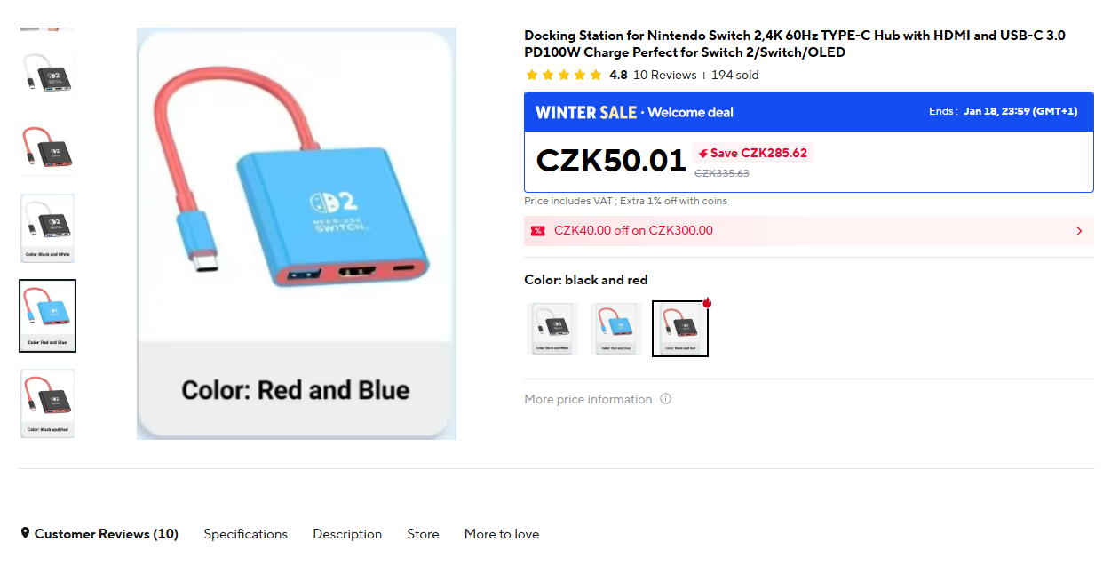 Nintendo Switch 2 neoriginální dock