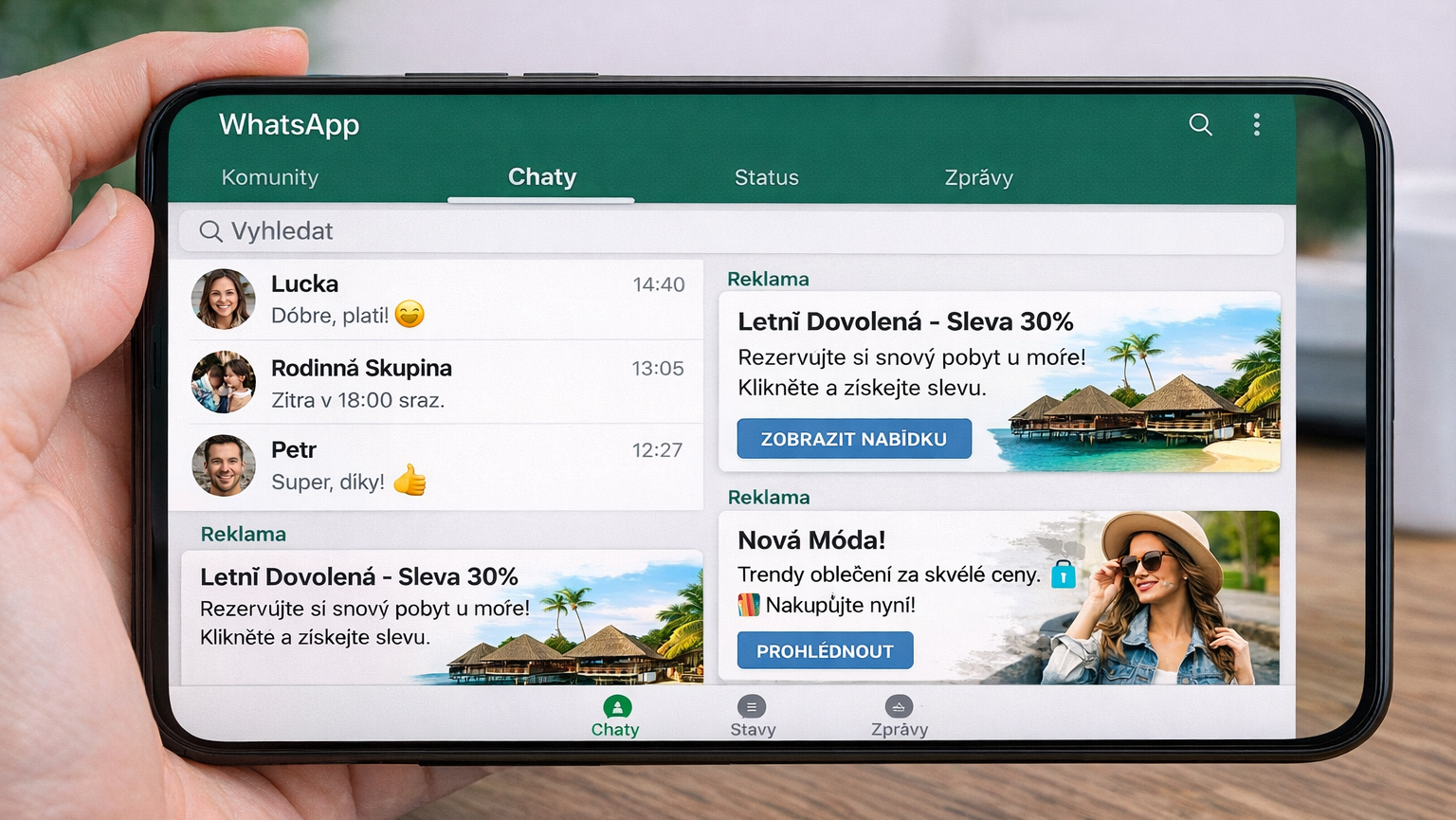 WhatsApp s reklamami