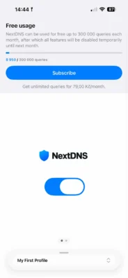 NextDNS aplikace
